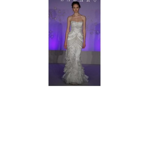 Lazaro Chandelier 3059 Beaded Strapless Wedding Gown Ivory - Picture 3 of 12